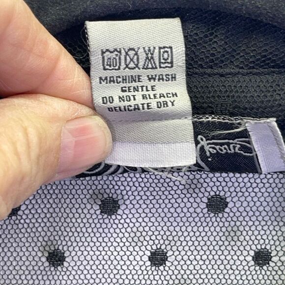 Spoon Jeans Black Polka Dot Mesh Sheer Long Sleeve Button Up Maxi Dress Size 1X - Picture 4 of 8